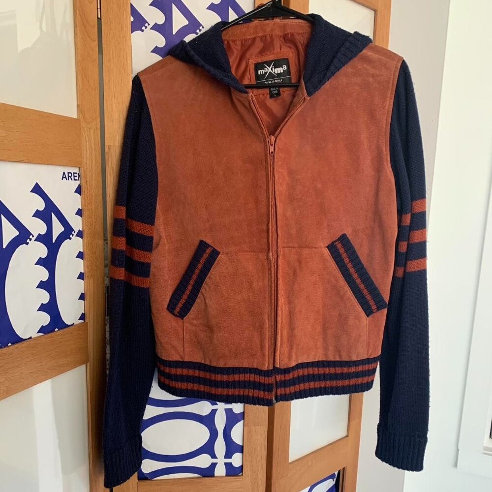 Vintage suede and knit varsity jacket